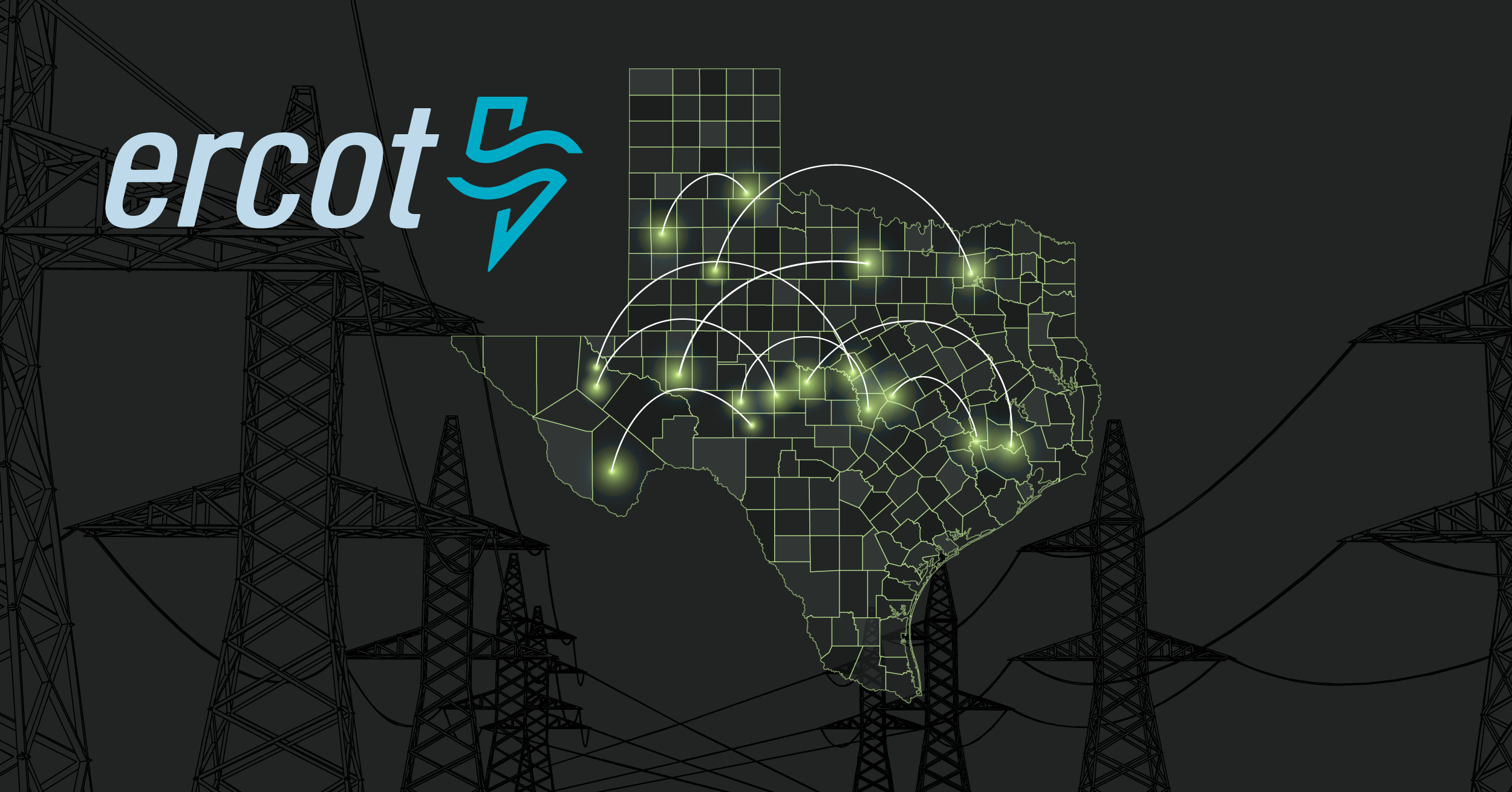 Image of Texas map showing the connection of energy through ERCOT West Load Zone